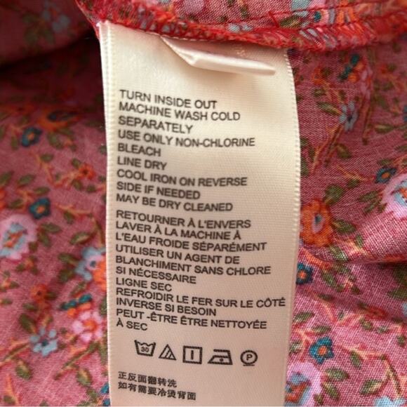 Free People Mini Dress Womens Medium Petunia Floral Apron Smocked Boho NWT - Picture 10 of 14